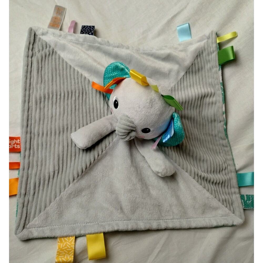 Bright Start Elephant Lovey Baby Security Blanket Infant Plush Grey Soft Palm